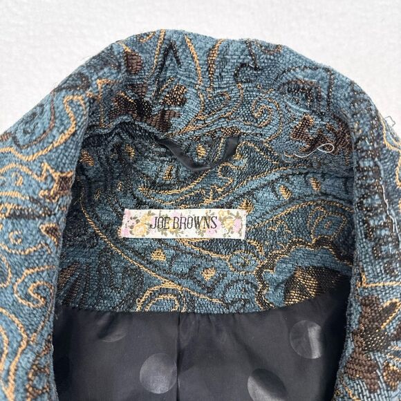 Joe Browns Trench Coach Womens Size 18 Blue Floral Paisley Button Front Jacket - Picture 6 of 10